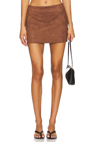 superdown Patsie Faux Suede Mini Skirt in Brown from Revolve.com | Revolve Clothing (Global)