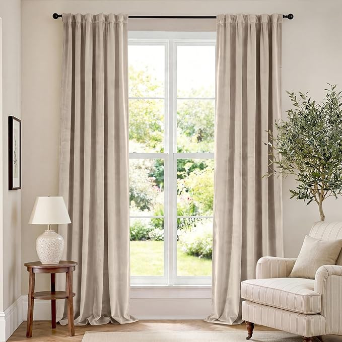 Velvet Blackout Extra Long Curtains Thermal Insulated Room Window Drapes Super Soft Luxury Curtai... | Amazon (US)