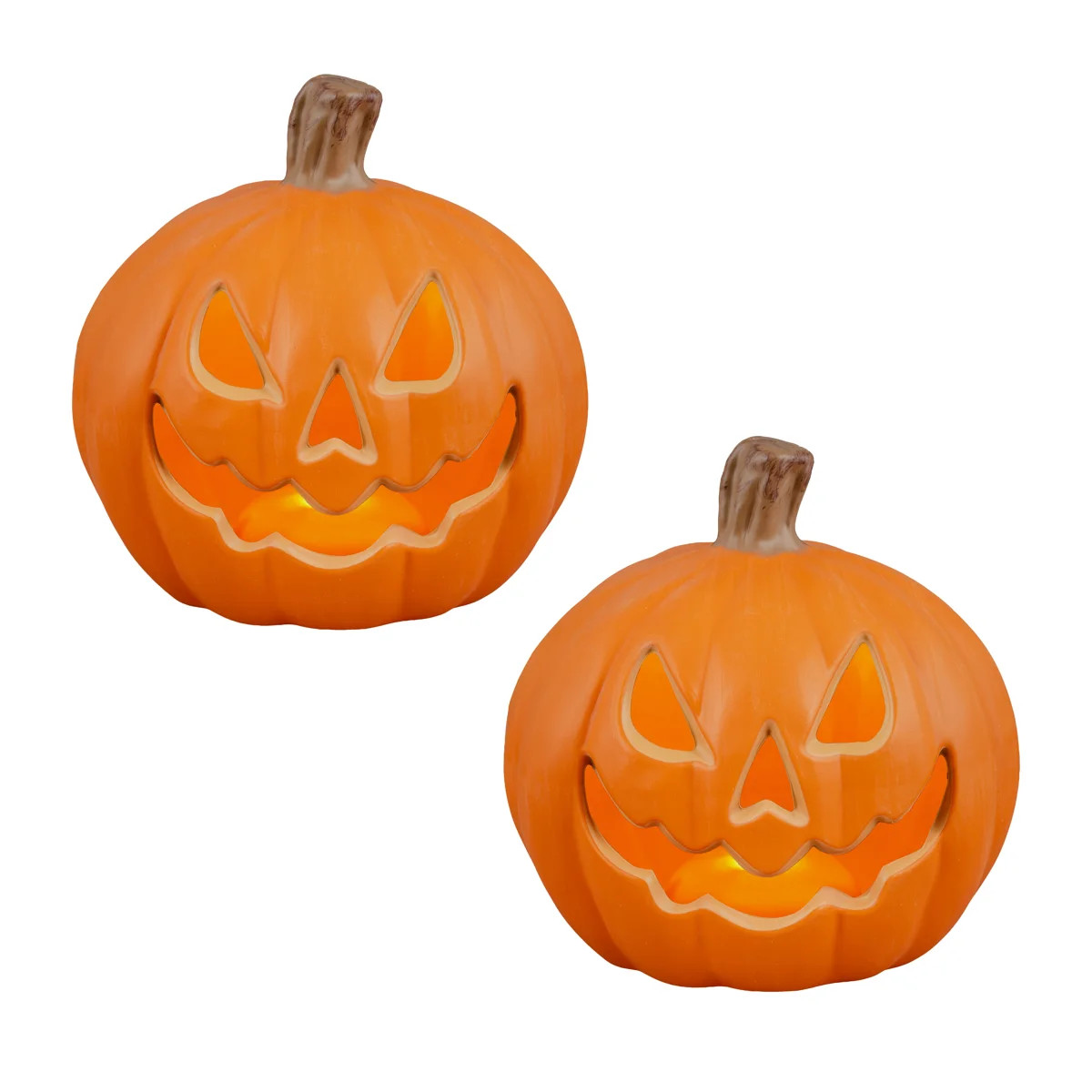 2 Pack 8\u201d LED Lighted Pumpkin Jack-O'-Lantern, Battery Operated Indoor/Outdoor Halloween Dec... | Wayfair North America