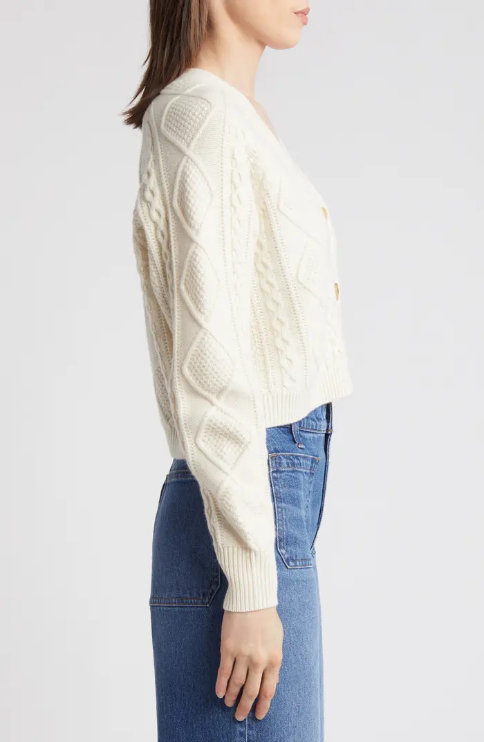 Cable Knit V-Neck Crop Cardigan | Nordstrom