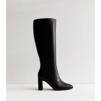 Women's Black Faux Leather Heeled Knee High Boots New Look | New Look (UK)