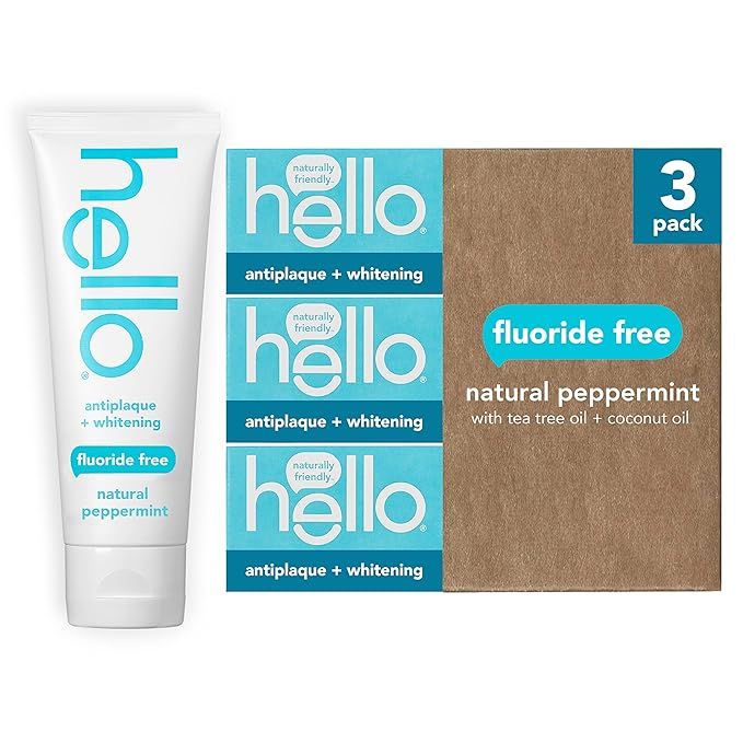 Hello Antiplaque Whitening Toothpaste, Fluoride Free Toothpaste for Teeth Whitening with Natural ... | Amazon (US)