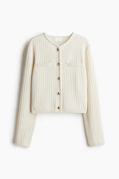 H & M - Moss-Knit Cardigan - White | H&M (US + CA)