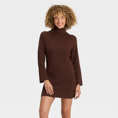 Women's Mini Sweater Dress - A New Day™ Brown L | Target
