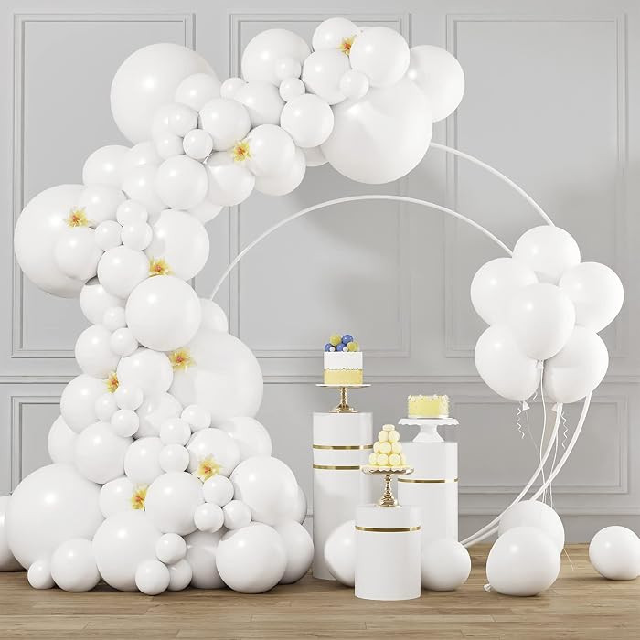 RUBFAC White Balloons Different Sizes 105pcs 5/10/12/18 Inch for Garland Arch, Party Latex Balloo... | Amazon (US)