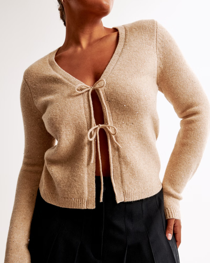 Lurex Tie-Front Cardigan | Abercrombie & Fitch (US)