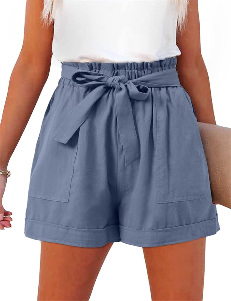 KISSMODA Womens Summer Shorts Leopard/Camo/Solid/Floral Print Elastic Waist Pocketed Casual Pants | Amazon (US)