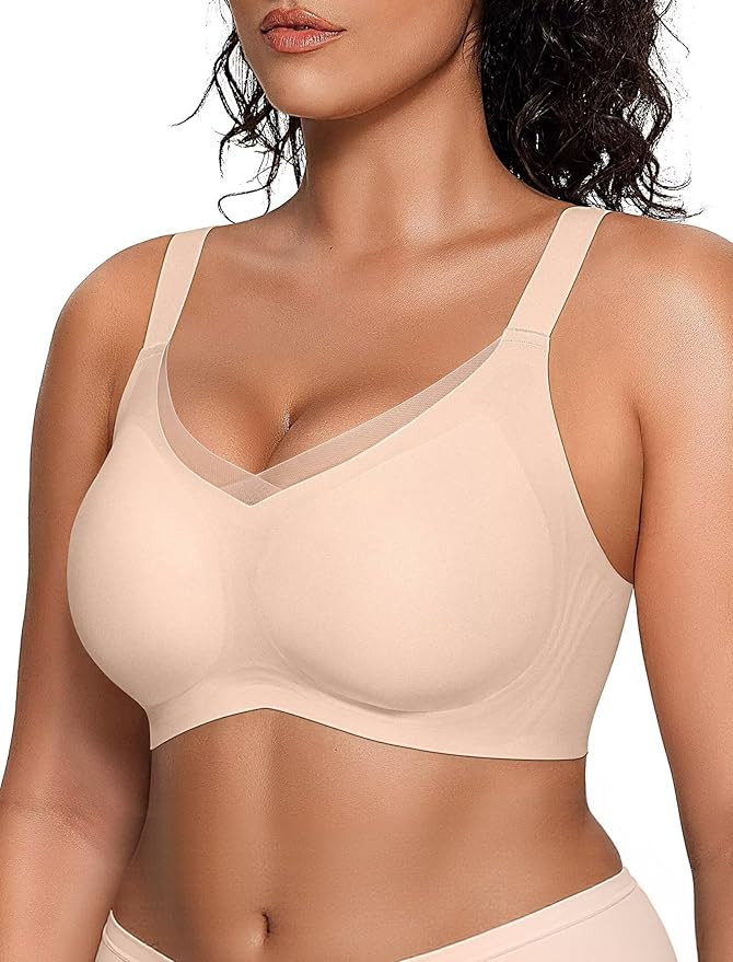 Vertvie Wireless Bras for Women No Underwire Supportive Mesh Crossover Bra Seamless Push Up Full ... | Amazon (US)
