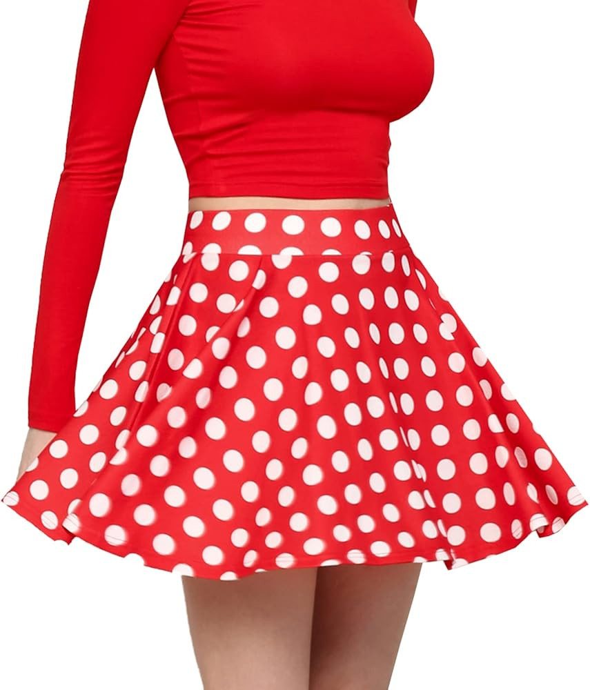 Made By Johnny Women's Casual Stretchy Flared Pleated Mini Skater Skirt with Shorts | Amazon (US)