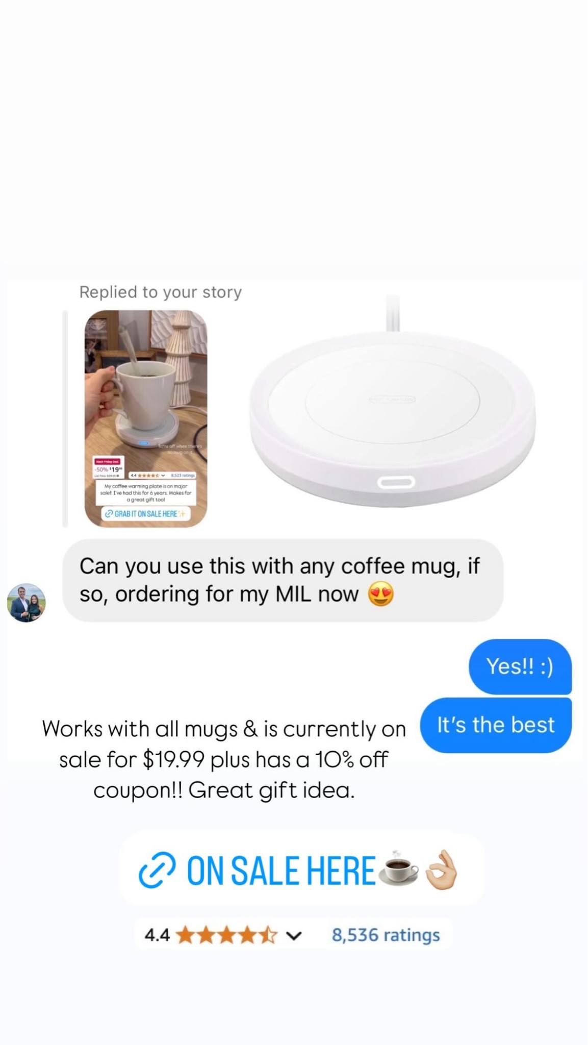 If you are a coffee or tea lover this is for you! Great for keeping your beverage warm. Would make a fun gift too!

Amazon
Cup warmer
Gifts under $20

#LTKGiftGuide #LTKSaleAlert #LTKHoliday