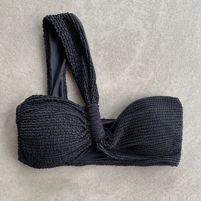 Onyx Black Textured Greek Bikini Top | MyBrazilianShop