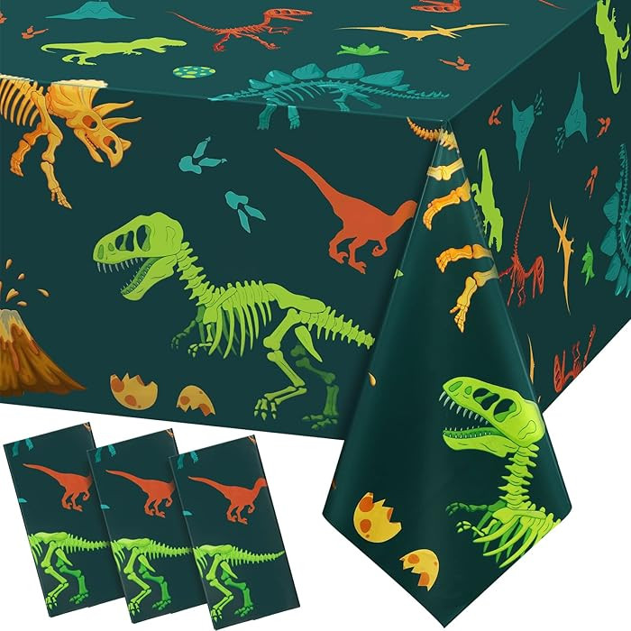Tudomro 3 Pieces Dinosaur Plastic Party Tablecloth Dinosaur Birthday Table Cover Decorations Disp... | Amazon (US)