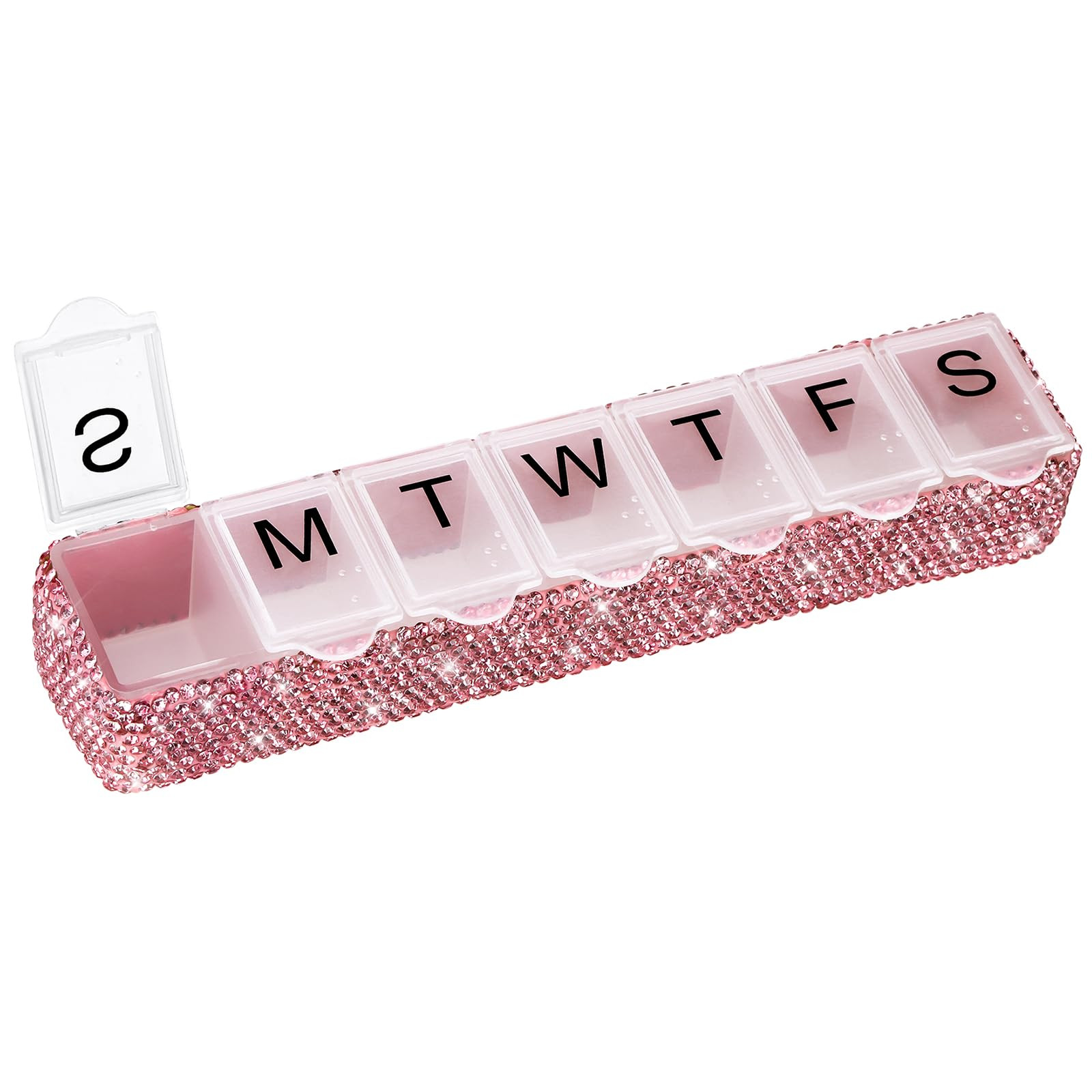 Soleebee Portable Weekly 7 Day Pill Organizer, Bling Crystal Pill Box Case, Travel Pill Planner, ... | Amazon (US)