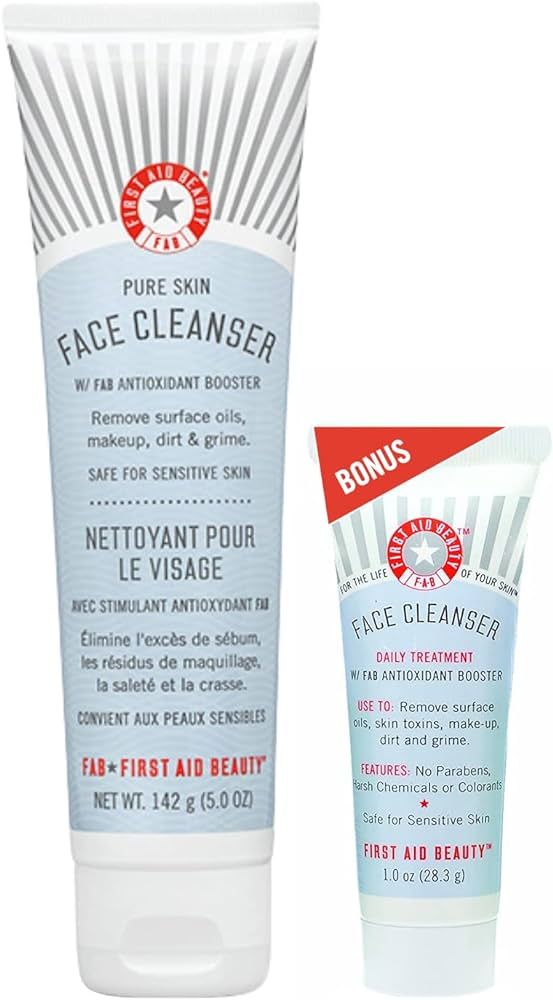 First Aid Beauty Pure Skin Face Cleanser Bundle – Sensitive Skin Gentle Cleanser – Classic 5 ... | Amazon (US)