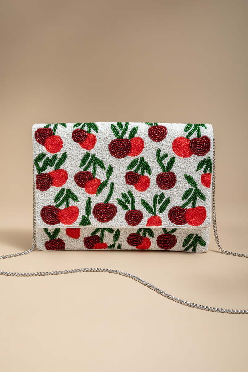 Emma Cherry Beaded Clutch Bag | Francesca's