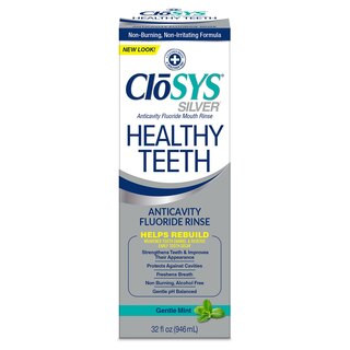 CloSYS Silver Healthy Teeth Anticavity Fluoride Mouth Rinse, Gentle Mint, 32 OZ | CVS Health