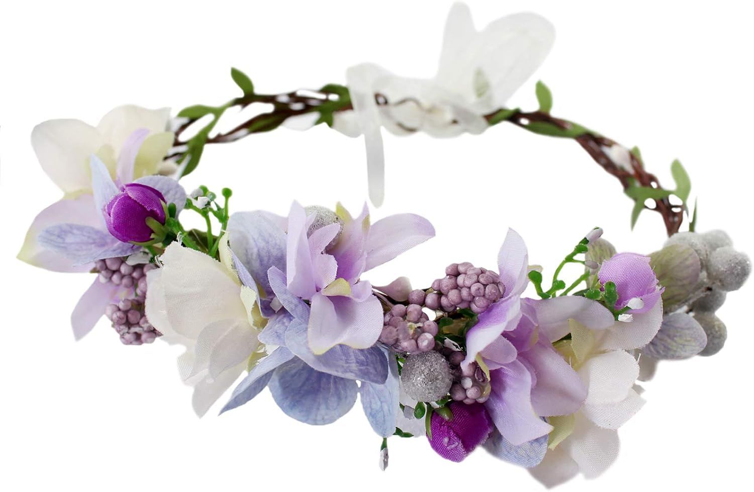 Vivivalue Adjustable Flower Headband Hair Wreath Floral Garland Crown Halo Headpiece with Ribbon ... | Amazon (US)