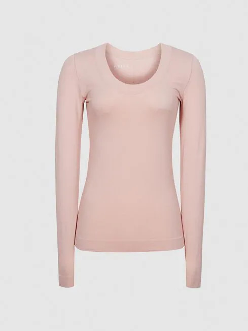 Reiss Pink Larkin High Stretch Seamless Top | Reiss US