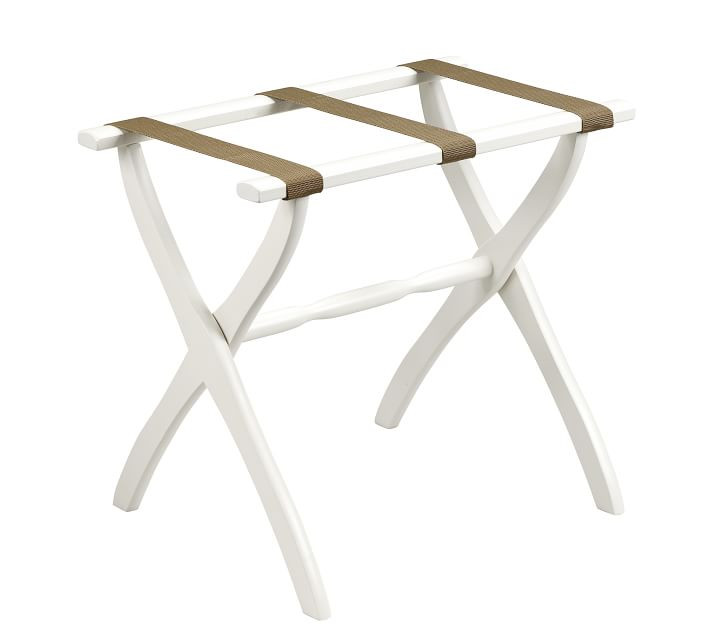 White Contour Leg Luggage Rack, Blue Toile Straps | Pottery Barn (US)