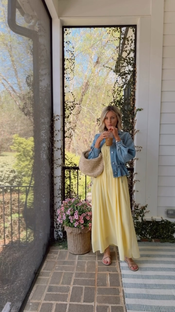 Obsessed with how this spring look turned out 😍 wearing XS in the jacket & S in the dress. 

Loverly Grey, Amazon find, Amazon fashion, Target find, Target fashion, yellow maxi dress, denim jacket, jean jacket, spring fashion, spring outfit ideas 

#LTKTravel #LTKSeasonal #LTKootd