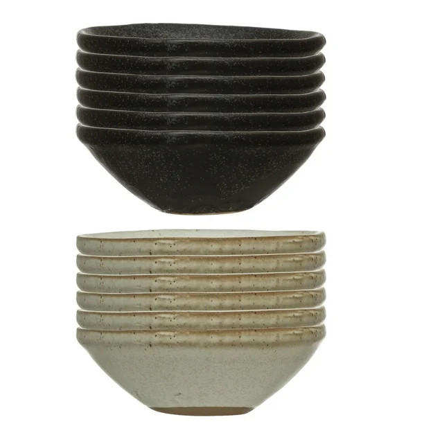 Creative Co-Op Set of 12, 3.5" D Stoneware Bowl With Reactive Glaze, White | Walmart (US)