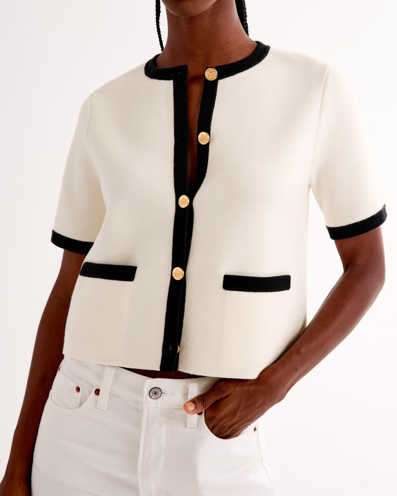 Women's LuxeLoft Short-Sleeve Cardigan | Women's New Arrivals | Abercrombie.com | Abercrombie & Fitch (US)