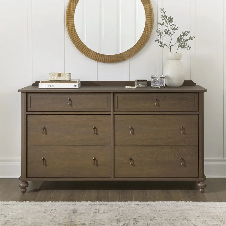 My Texas House Hartwell 6 Drawer Dresser, 61" Wide, Heritage Oak | Walmart (US)