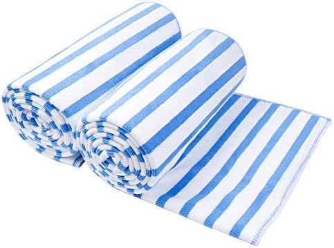 JML Microfiber Beach Towels, Bath Towel (2 Pack, 30" x 60" ) Cabana Stripe Absorbent and Quick Dr... | Amazon (US)