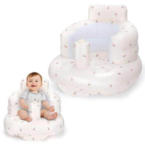 Inflatable Baby Seat for Babies 3 Months and Up, Baby Floor Seats for Sitting Up, Toddler Chair with Back Support for Infants, Portable Baby Chair Built in Air Pump - Tulip Flower | Amazon (US)