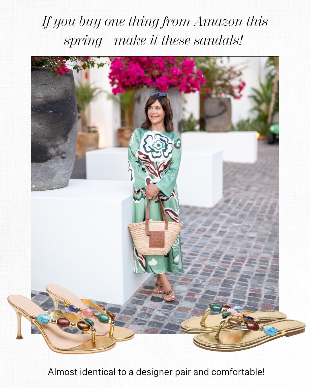 Love these Amazon sandals so much!! They look almost identical to a designer pair, but are a small fraction of the price. I take these on every trip with me. You’ll be surprised by how much they go with — and bonus: they’re super comfy! I have the heels and flats in gold and brown. 

#LTKTravel #LTKOver40 #LTKSeasonal