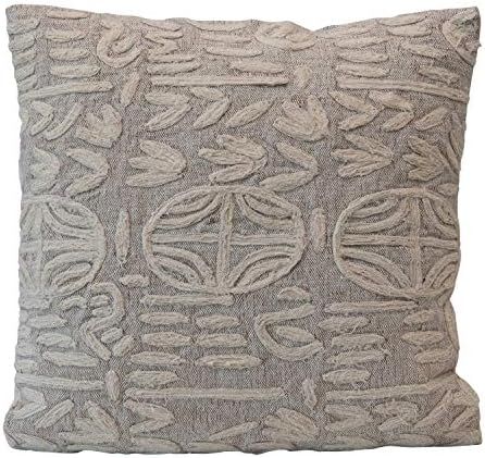 Creative Co-Op Cotton & Jute Appliqued, Beige & Cream Color Pillow | Amazon (US)
