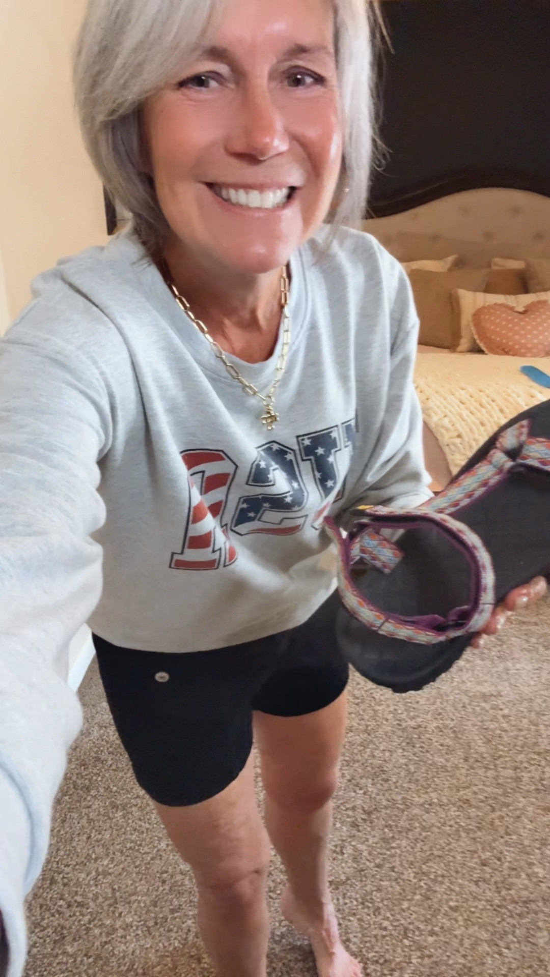 ‼️ Yes the shorts are still on sale! I am wearing my true size 4 but a 6 would probably work just fine too. I am in a small in the lightweight sweatshirt and my true size in the sandals. 

#agelessstyle #midlifestyle
#over50fashion #womenover50 #fashionove #over50style #styleover50

#LTKSeasonal #LTKOver40 #LTKSaleAlert