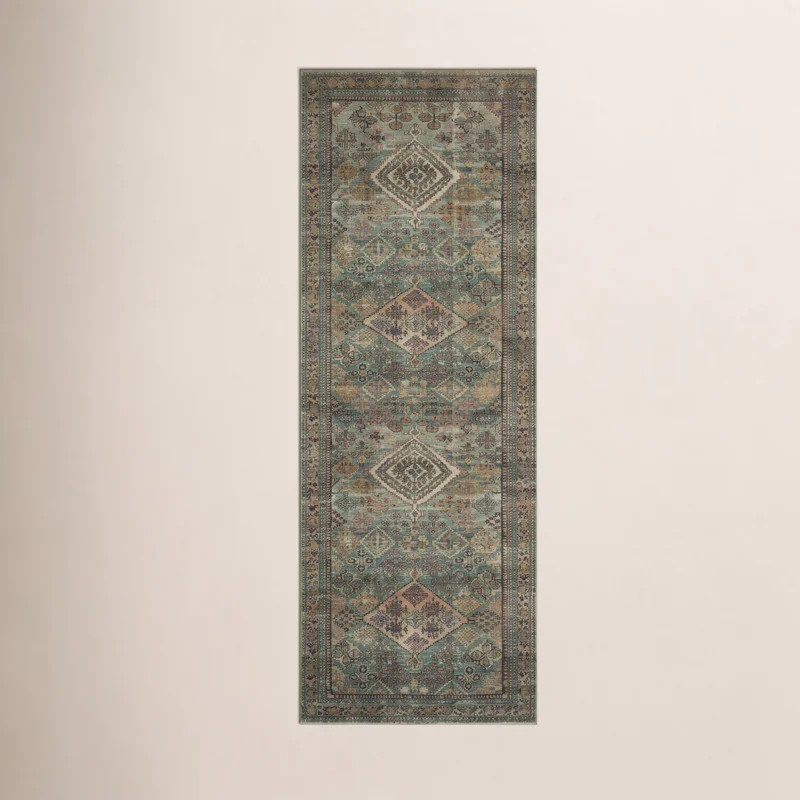 Magnolia Home By Joanna Gaines X Loloi Sinclair Machine Washable Turquoise / Multi Area Rug | Wayfair North America