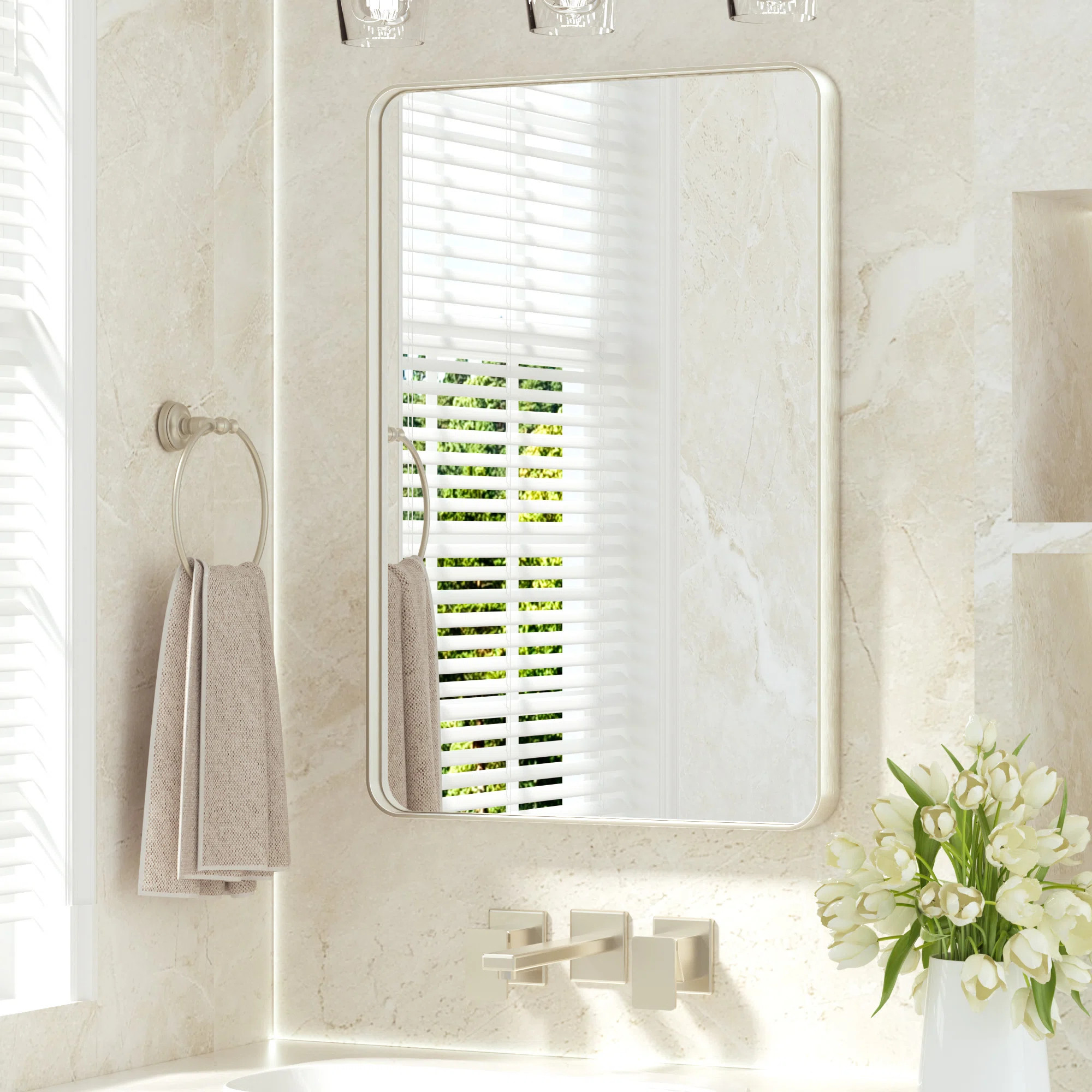 Leaderville 1.2" Thick Aluminum Framed Bathroom Mirror | Wayfair North America