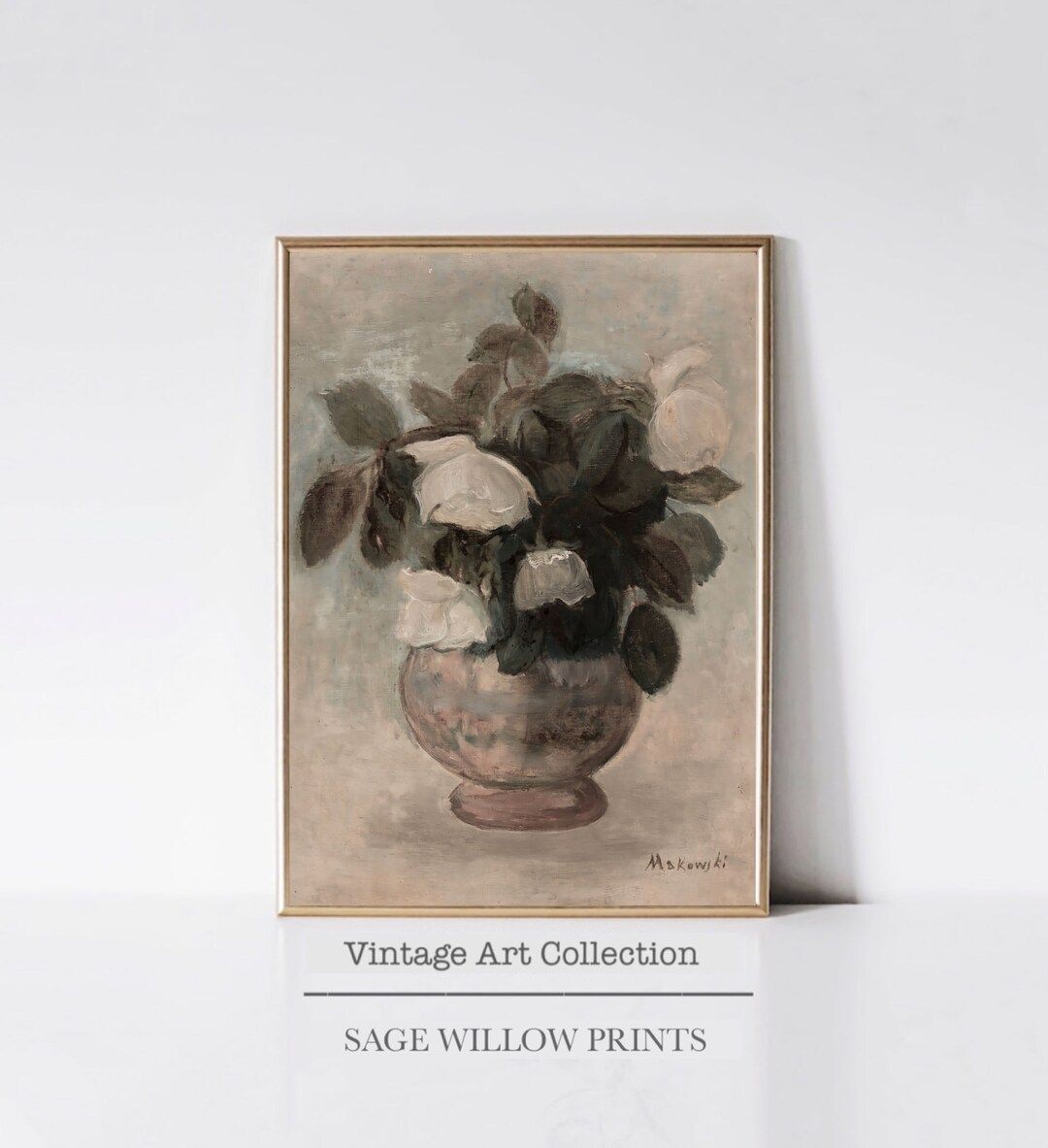 PRINTABLE Neutral Still Life Roses Painting  Vintage - Etsy | Etsy (US)