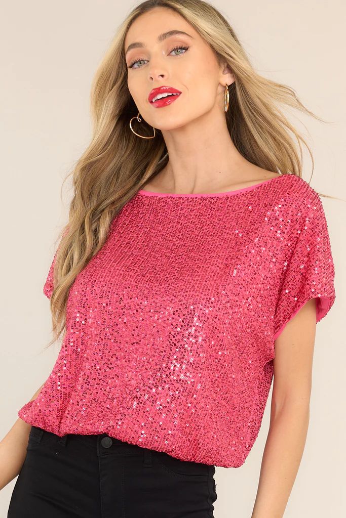 I'm Tempted Hot Pink Sequin Top | Red Dress 