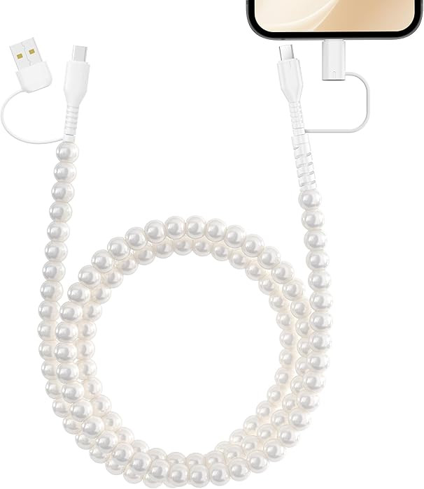 Amazon.com: 4 in 1 USB C Cable 3FT Beaded Multi Charging Cable [MFi Certified] Pearl iPhone Charg... | Amazon (US)