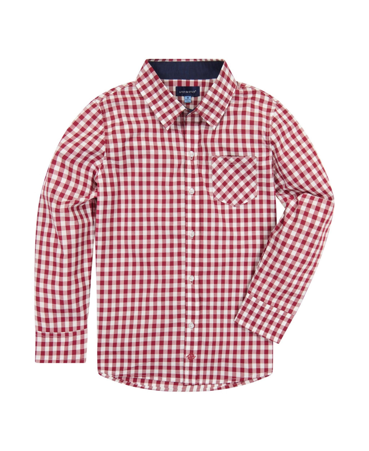 Child Boys Maroon Gingham Classic Button-down Shirt - Red check | Macy's