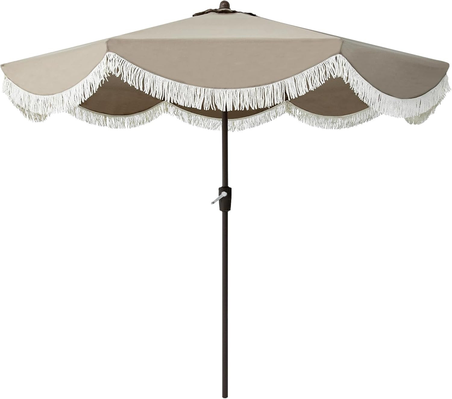 Tempera 9ft Auto Tilt Scalloped Patio Umbrellas with Fringe, Outdoor Table Umbrellas with Fade Re... | Amazon (US)