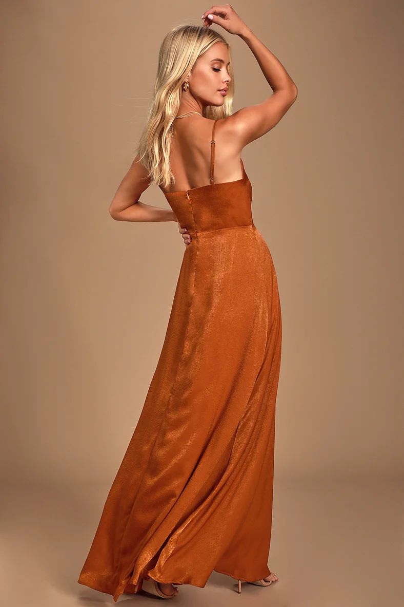 Constantine Rust Orange Satin Maxi Dress | Lulus