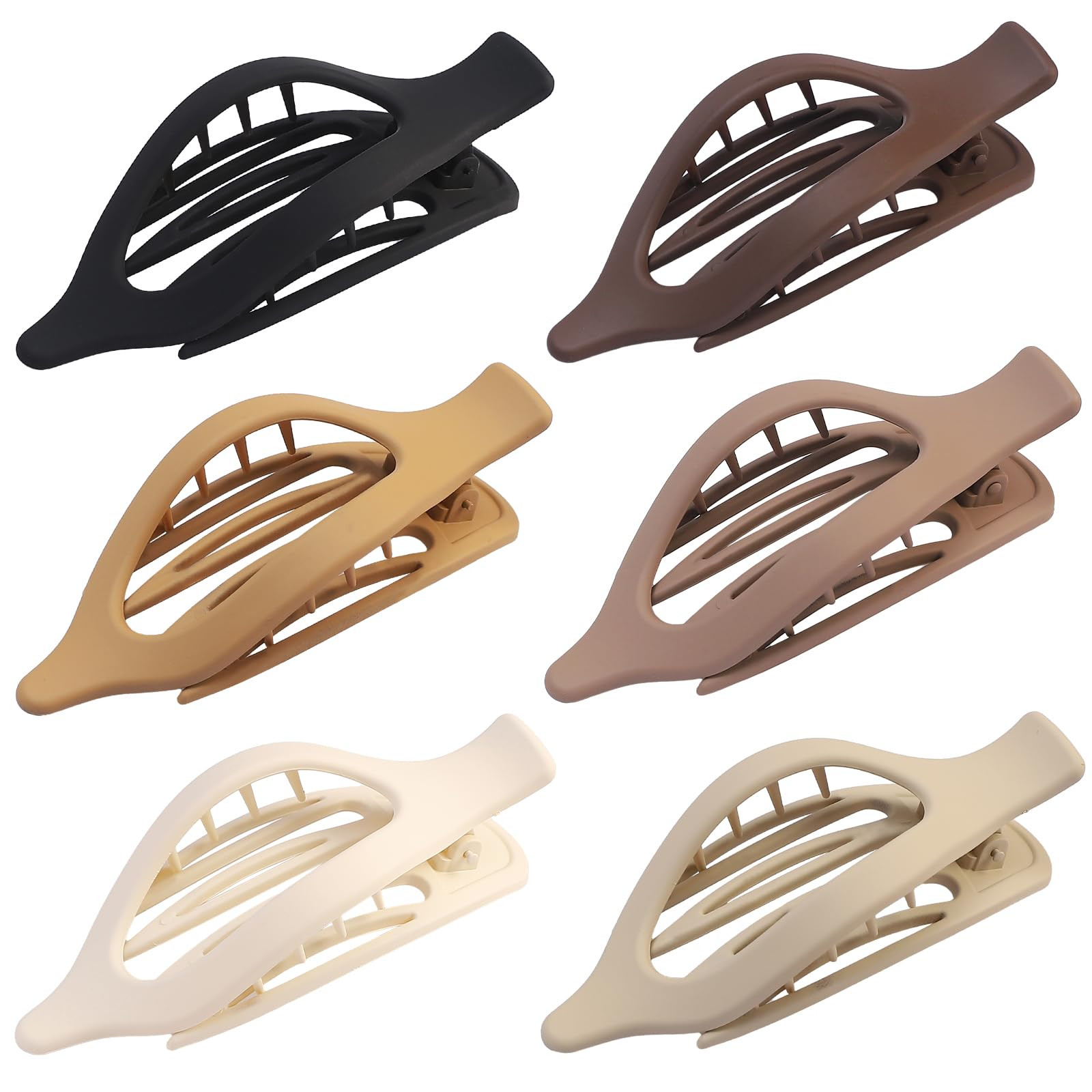 Flat Hair Clip 6 pcs Lay Down Claw Clips Hair Accessories for Women -Brown | Amazon (US)