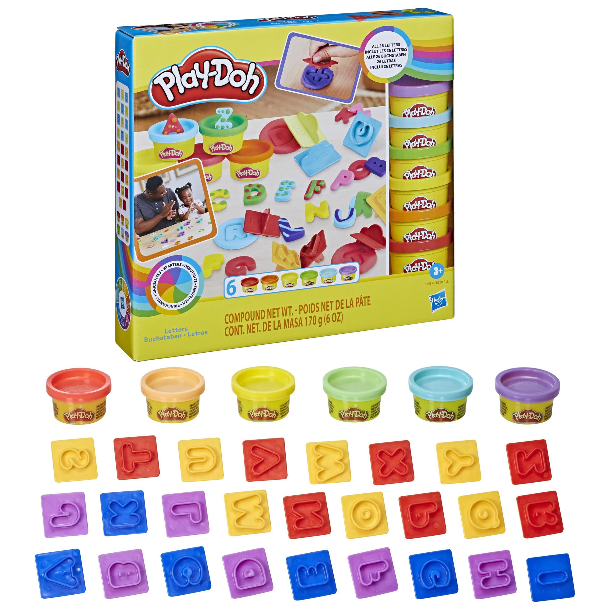 Play-Doh Conjunto de Massinha Letras, kit com 6 potes de massa de modelar e acessórios, para cri... | Amazon (BR)