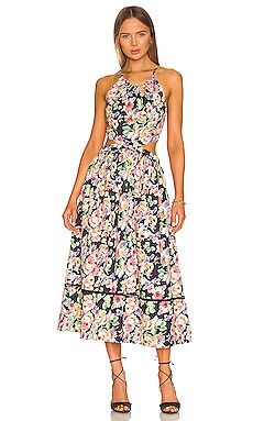 Something Navy Floral Cut Out Midi Dress in Navy Combo from Revolve.com | Revolve Clothing (Global)