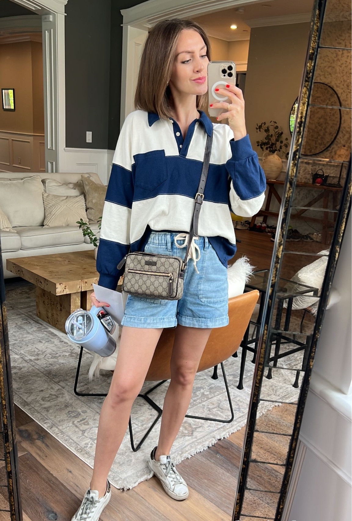 Striped tee // long sleeve // rugby style // denim shorts // bump friendly // tie waist // jean shorts // casual style 

#LTKSeasonal #LTKFind #LTKbump
