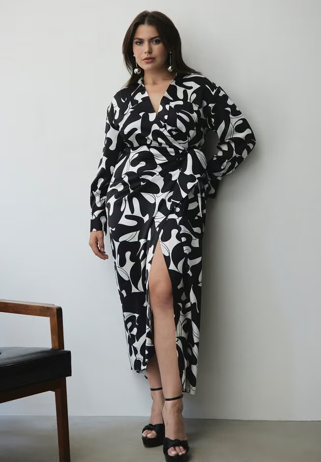 Satin Maxi Wrap Dress | Eloquii