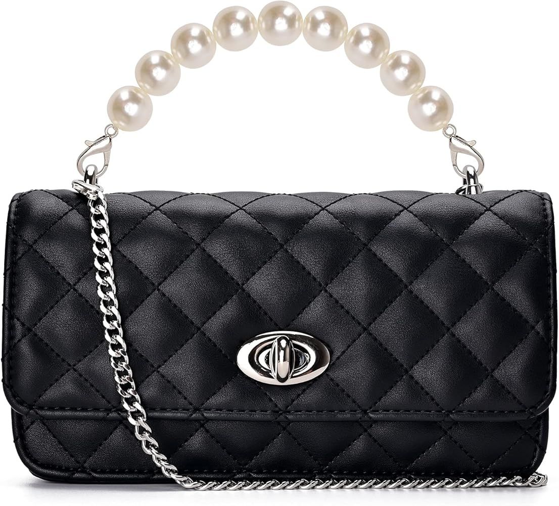 GM LIKKIE Clutch Purse for Women, Evening Envelope Quilted Wallet Bag, Crossbody Foldover Pearl W... | Amazon (US)