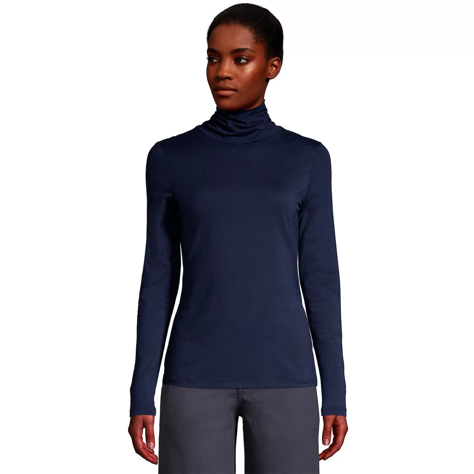 Women's Lands' End Lightweight Fitted Turtleneck, Size: XL Tall, Blue | Kohl's