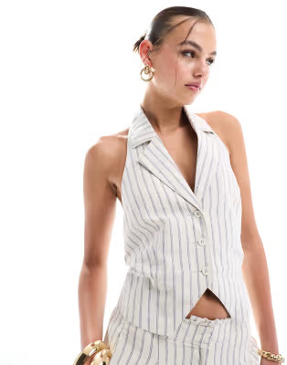 ASOS DESIGN halter vest with linen in stripe | ASOS (Global)