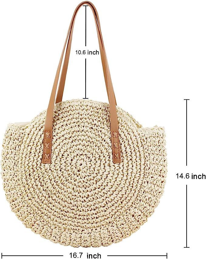 Ayliss Women Straw Woven Tote Large Beach Handmade Weaving Shoulder Bag Handbag | Amazon (US)