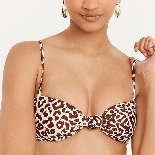 Knot bandeau bikini top in leopard print | J.Crew US